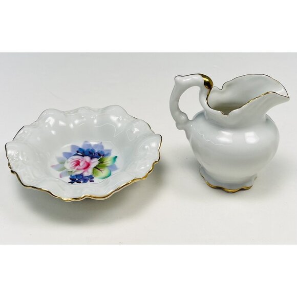 VTG 4pc Lot Ceramic Handpainted Miniature PITCHERS & BOWL Lefton Toyo Watkin - Picture 9 of 12